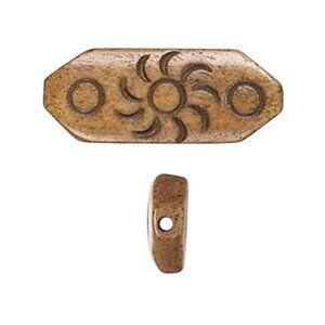 India Tribal Carved Sun Symbol Brown Black Yak Bone 30mm Pendant Bead